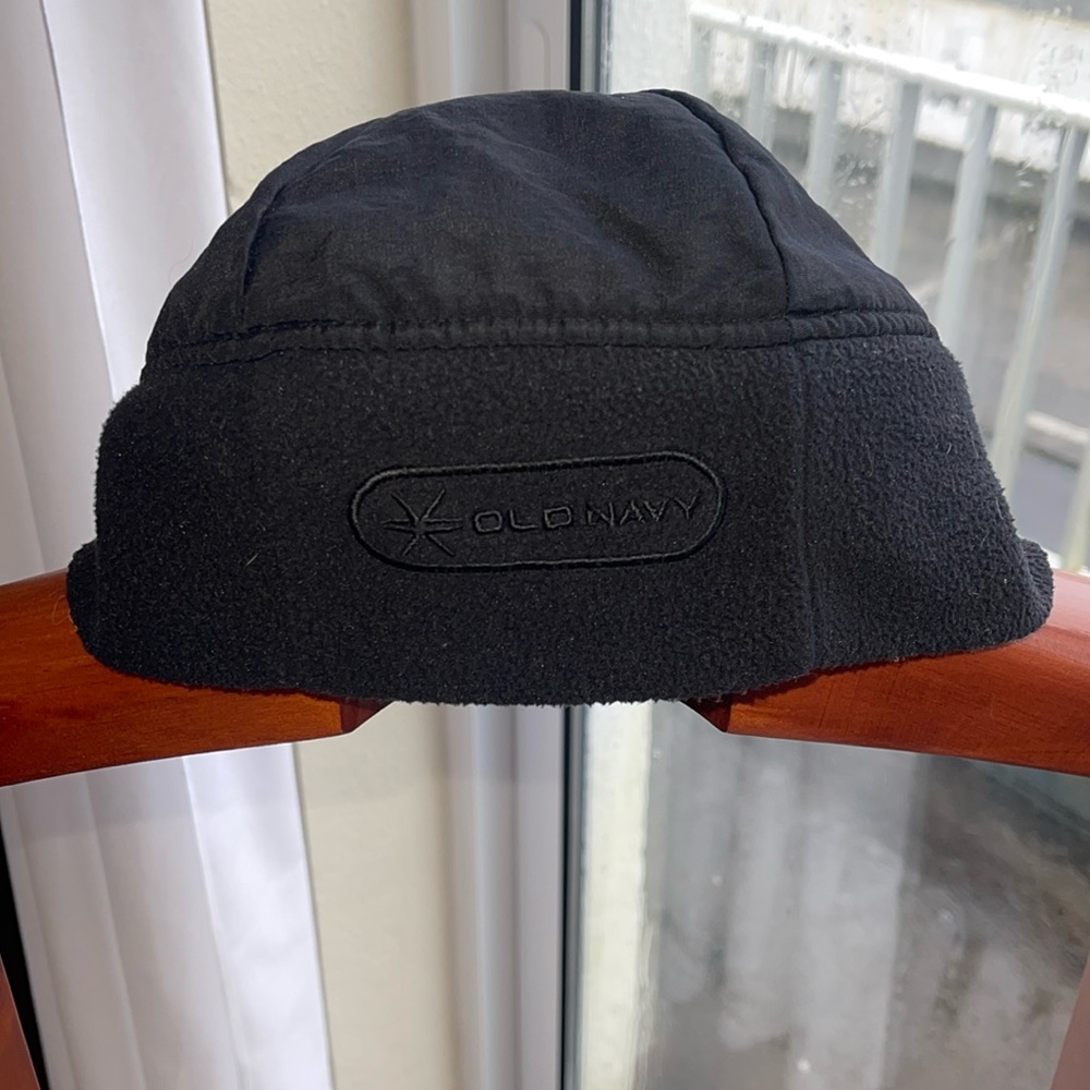 Vintage Old Navy Fleece Beanie Hat Black One Size Winter Ski Y2K Cap